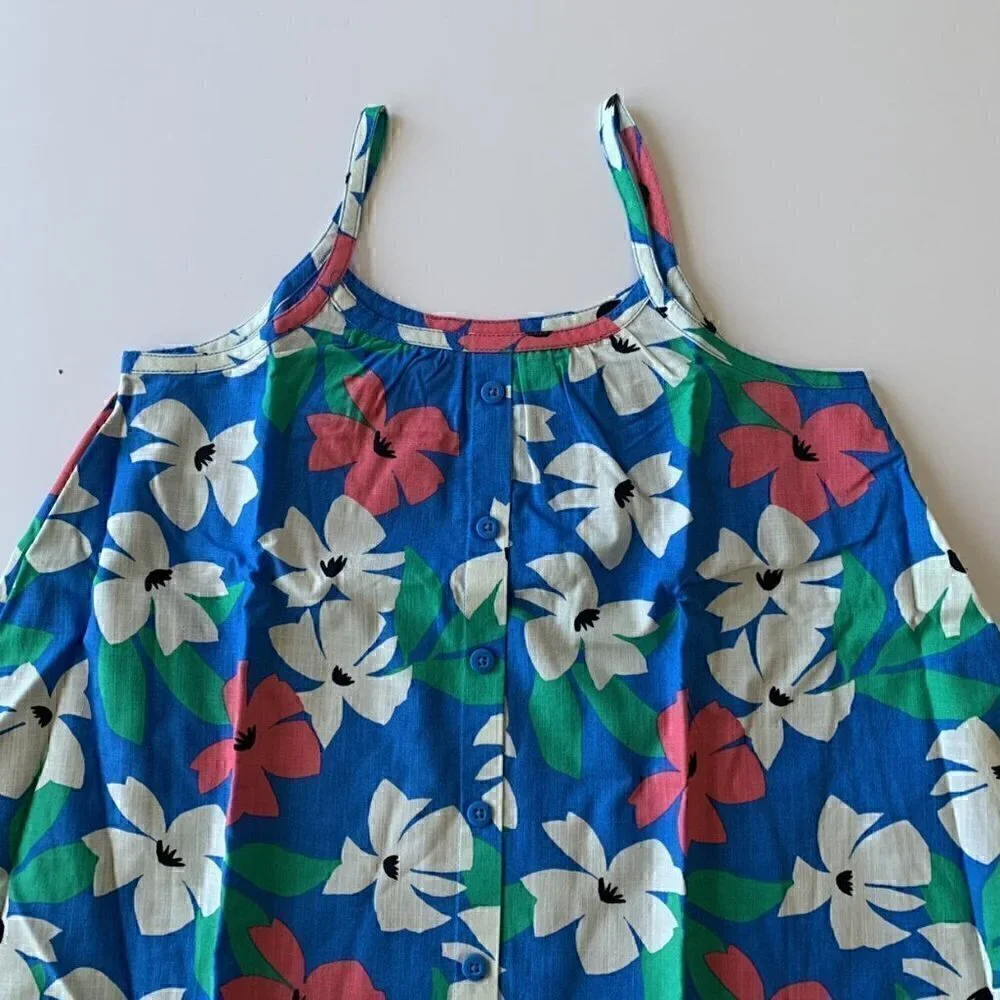 Hanna Andersson Girl Woven Blue Floral Dress 6-7 years 120 cm or 8 Years 130 Cm